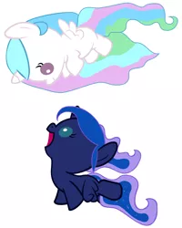 Size: 3200x4000 | Tagged: safe, artist:beavernator, derpibooru import, princess celestia, princess luna, alicorn, pony, baby, baby pony, cewestia, cute, duo, eye contact, female, filly, flying, foal, looking at each other, simple background, white background, woona