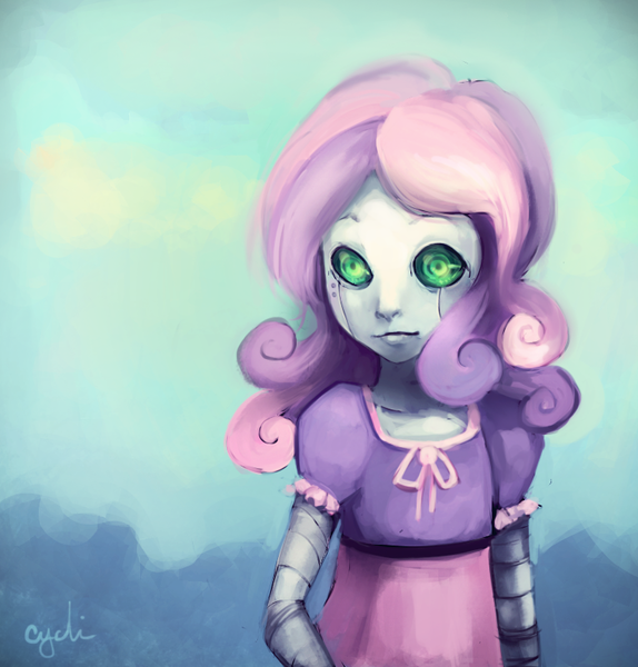 Size: 760x795 | Tagged: adobe imageready, artist:fanart-freak, artist:sylladexter, derpibooru import, female, friendship is witchcraft, human, humanized, robot, safe, solo, sweetie belle, sweetie bot