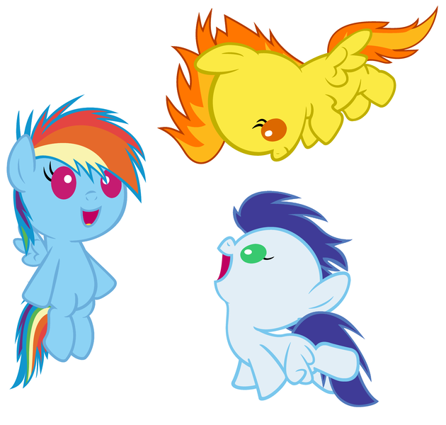 Size: 4200x4000 | Tagged: safe, artist:beavernator, derpibooru import, rainbow dash, soarin', spitfire, pegasus, pony, absurd resolution, baby, baby pony, colt, female, filly, foal, male, simple background, white background