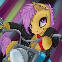 Size: 700x700 | Tagged: abstract background, artist:shad-o-ren, derpibooru import, female, motorcycle, piercing, safe, scootaloo, semi-anthro
