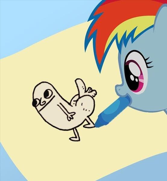 Size: 600x650 | Tagged: questionable, derpibooru import, rainbow dash, pegasus, pony, crayon, dickbutt, drawing, female, filly, mouth hold, solo, solo female