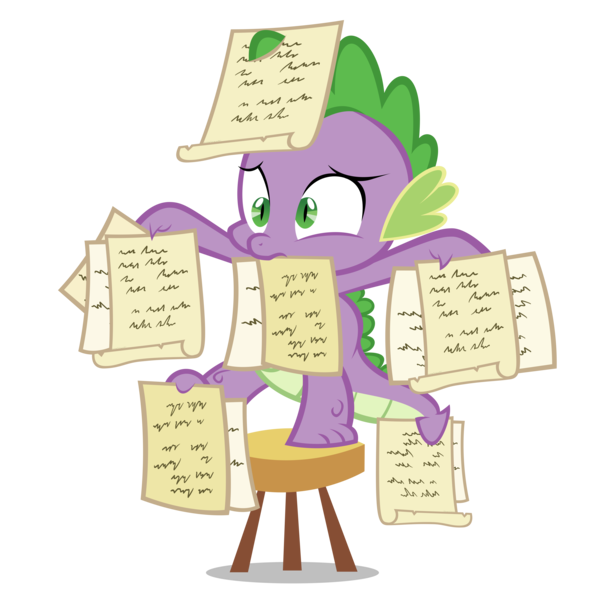 Size: 7924x7924 | Tagged: absurd resolution, artist:gratlofatic, derpibooru import, dragon, male, mouth hold, note, safe, simple background, solo, spike, stool, transparent background, vector