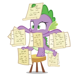 Size: 7924x7924 | Tagged: absurd resolution, artist:gratlofatic, derpibooru import, dragon, male, mouth hold, note, safe, simple background, solo, spike, stool, transparent background, vector