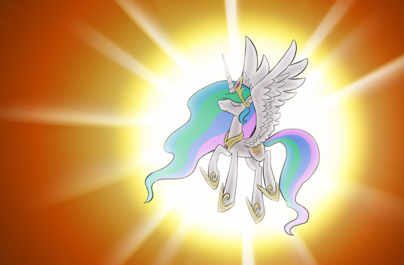 Size: 1622x1064 | Tagged: safe, artist:enma-darei, derpibooru import, princess celestia, alicorn, pony, backlighting, eyes closed, female, flying, mare, solo, sun