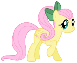 Size: 4896x4018 | Tagged: safe, artist:jennieoo, derpibooru import, fluttershy, pegasus, pony, absurd resolution, alternate hairstyle, cute, female, looking at you, mare, ponytail, raised hoof, shyabetes, simple background, solo, transparent background, vector