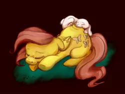 Size: 800x600 | Tagged: safe, artist:pashapup, derpibooru import, angel bunny, fluttershy, pegasus, pony, rabbit, female, filly, pony pillow, sleeping, young