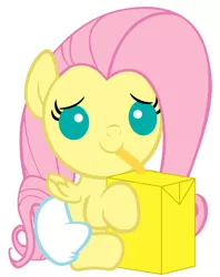 Size: 2000x2520 | Tagged: safe, artist:beavernator, derpibooru import, fluttershy, pegasus, pony, baby, baby pony, diaper, female, filly, foal, high res, juice box, simple background, sitting, white background