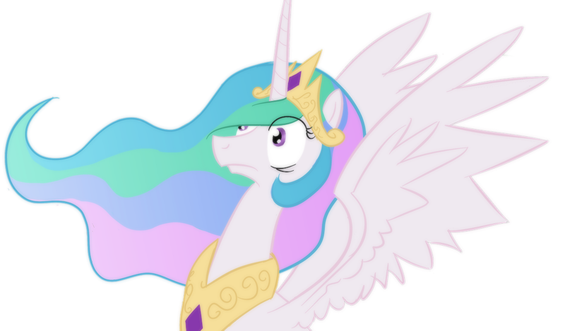 Size: 1166x684 | Tagged: safe, artist:enma-darei, derpibooru import, princess celestia, alicorn, pony, female, frown, mare, reaction image, simple background, solo, spread wings, surprised, transparent background, wide eyes