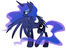 Size: 2500x1850 | Tagged: safe, artist:equestria-prevails, derpibooru import, princess luna, alicorn, pony, female, lidded eyes, looking back, mare, simple background, solo, spread wings, transparent background, wings