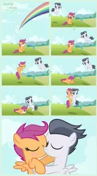 Size: 1920x3484 | Tagged: safe, artist:adcoon, derpibooru import, rumble, scootaloo, pegasus, pony, colt, comic, female, filly, kissing, male, no dialogue, rumbloo, scootaloo can't fly, shipping, straight