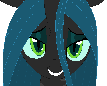 Size: 375x300 | Tagged: safe, artist:tomdantherock, derpibooru import, queen chrysalis, changeling, changeling queen, animated, bedroom eyes, blinking, fangs, female, gif, image, pixel animation, pixel art, simple background, smiling, solo, transparent background