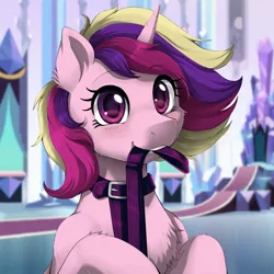 Size: 2000x2000 | Tagged: safe, artist:evomanaphy, edit, editor:v3ga, unauthorized edit, princess cadance, alicorn, pony, /mlp/, collar, crystal empire, leash