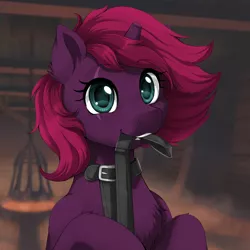 Size: 2000x2000 | Tagged: safe, artist:evomanaphy, edit, editor:v3ga, unauthorized edit, fizzlepop berrytwist, tempest shadow, pony, unicorn, /mlp/, collar, cute, female, leash, mare, solo