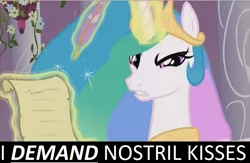 Size: 887x578 | Tagged: safe, banned from derpibooru, deleted from derpibooru, derpibooru import, screencap, princess celestia, angry, bitchlestia, bronybait, double nostrils, meta, nostril fetish, quill, scroll, solo