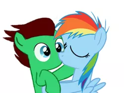 Size: 400x300 | Tagged: safe, artist:mrdoctorderpy, banned from derpibooru, deleted from derpibooru, derpibooru import, oc, oc:northern haste, canon x oc, female, kissing, male, shipping, straight, younger