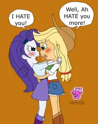 Size: 1024x1291 | Tagged: safe, artist:resotii, banned from derpibooru, deleted from derpibooru, derpibooru import, applejack, rarity, equestria girls, angry sex, female, freckles, image, lesbian, open mouth, png, quality, rarijack, sex, shipping, tsundere, tsunderity, tsunjack, watermark