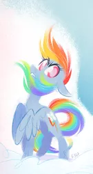 Size: 592x1098 | Tagged: safe, artist:spacekitsch, banned from derpibooru, deleted from derpibooru, derpibooru import, rainbow dash, cloud, looking at you, solo, windswept mane