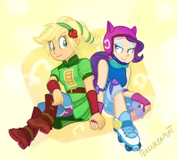 Size: 1024x924 | Tagged: safe, artist:feellikeaplat, banned from derpibooru, deleted from derpibooru, derpibooru import, applejack, rarity, human, equestria girls, friendship games, bedroom eyes, cute, female, humanized, lesbian, rarijack, shipping, smiling