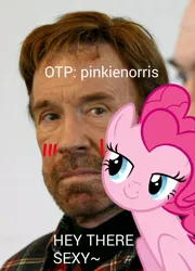 Size: 720x1000 | Tagged: safe, banned from derpibooru, deleted from derpibooru, derpibooru import, pinkie pie, chuck norris, pinkienorris, shipping
