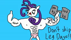 Size: 1280x720 | Tagged: safe, artist:applejackfkingsucks, banned from derpibooru, deleted from derpibooru, derpibooru import, dumbbell, rarity, 1000 hours in ms paint, quality, solo, stylistic suck