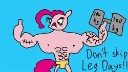 Size: 1280x720 | Tagged: safe, artist:applejackfkingsucks, banned from derpibooru, deleted from derpibooru, derpibooru import, dumbbell, pinkie pie, 1000 hours in ms paint, stylistic suck