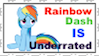 Size: 99x56 | Tagged: safe, artist:applejackfkingsucks, banned from derpibooru, deleted from derpibooru, derpibooru import, rainbow dash, deviantart stamp, drama bait, duckery in the description, hypocrisy, lies, obvious troll