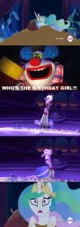 Size: 610x1706 | Tagged: safe, banned from derpibooru, deleted from derpibooru, derpibooru import, princess celestia, celestia's nightmare, exploitable meme, fear (inside out), inside out, jangles the clown, meme