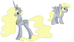 Size: 1024x576 | Tagged: safe, artist:absolutecactus, banned from derpibooru, deleted from derpibooru, derpibooru import, edit, derpy hooves, princess celestia, alicorn, alicornified, derpicorn, palette swap, race swap, recolor