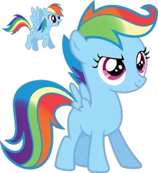 Size: 900x989 | Tagged: safe, artist:absolutecactus, banned from derpibooru, deleted from derpibooru, derpibooru import, rainbow dash, scootaloo, palette swap, recolor