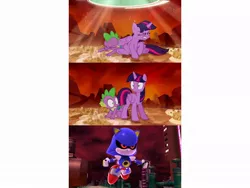 Size: 960x720 | Tagged: safe, banned from derpibooru, deleted from derpibooru, derpibooru import, screencap, spike, twilight sparkle, alicorn, dragon, the cutie re-mark, alternate timeline, backpack, meme, metal sonic, sonic generations, sonic the hedgehog, sonic the hedgehog (series), tirek's timeline, twilight sees the future, twilight sparkle (alicorn)