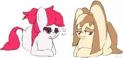 Size: 928x433 | Tagged: safe, artist:snuckums, banned from derpibooru, deleted from derpibooru, derpibooru import, oc, oc:cheesecake, oc:marshmallow, duo