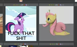 Size: 559x337 | Tagged: safe, banned from derpibooru, deleted from derpibooru, derpibooru import, fluttershy, twilight sparkle, derpibooru, exploitable meme, fluttersnail, juxtaposition, juxtaposition win, meme, meta, nope, vulgar