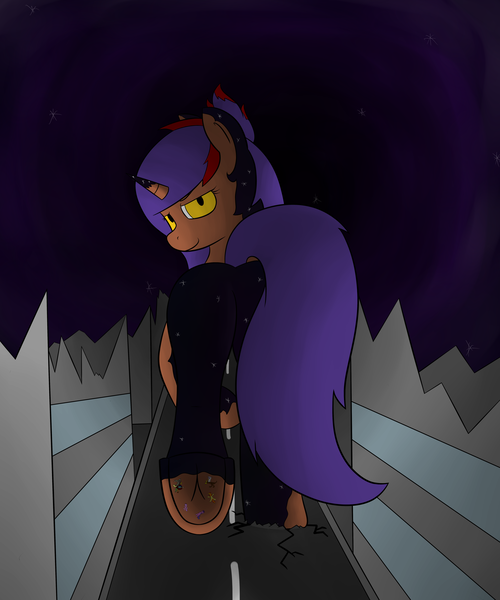 Size: 5000x6000 | Tagged: questionable, artist:pahyula, banned from derpibooru, deleted from derpibooru, derpibooru import, diamond tiara, discord, gilda, starlight glimmer, sunset shimmer, oc, oc:yohlee, city, crush fetish, crushing, destruction, female, fetish, hooves, looking back, macro, stomp, underhoof, void