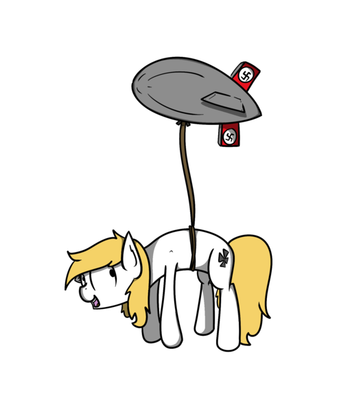 Size: 1700x2000 | Tagged: safe, artist:kippzu, banned from derpibooru, deleted from derpibooru, derpibooru import, oc, unofficial characters only, earth pony, pony, airship, female, flying, german, krautchan, mare, nazi, simple background, solo, transparent background, zeppelin