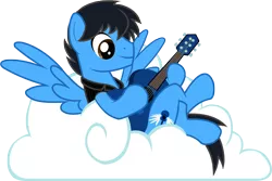 Size: 5009x3343 | Tagged: safe, artist:shootingstarajm, banned from derpibooru, deleted from derpibooru, derpibooru import, oc, oc:strumbeat strings, unofficial characters only, pegasus, absurd resolution, cloud, guitar, musical instrument, solo, vector