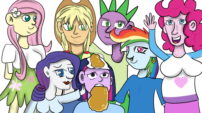 Size: 1280x720 | Tagged: safe, artist:jbond, banned from derpibooru, deleted from derpibooru, derpibooru import, applejack, fluttershy, pinkie pie, rainbow dash, rarity, twilight sparkle, human, equestria girls, humanized, mane six