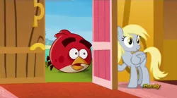 Size: 1273x706 | Tagged: safe, banned from derpibooru, deleted from derpibooru, derpibooru import, derpy hooves, slice of life (episode), angry birds, angry birds toons, derpy's door, exploitable meme, meme, obligatory pony
