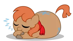 Size: 2300x1311 | Tagged: safe, artist:aleximusprime, banned from derpibooru, deleted from derpibooru, derpibooru import, oc, oc:winterlight, unofficial characters only, pegasus, chibi, chubby, clothes, fat, scarf, simple background, sleeping