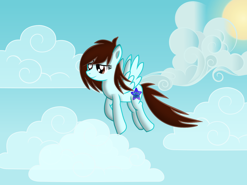 Size: 1334x1000 | Tagged: safe, artist:linormusicbeatpone, banned from derpibooru, deleted from derpibooru, derpibooru import, oc, oc:linormusicbeat, cloud, flying, sky, solo, sun