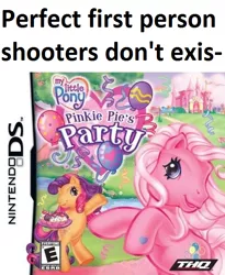 Size: 498x606 | Tagged: safe, banned from derpibooru, deleted from derpibooru, derpibooru import, pinkie pie, first person shooter, g3, nintendo, nintendo ds