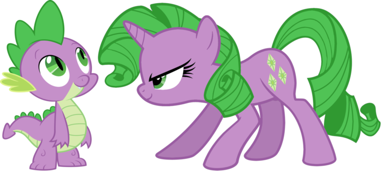 Size: 1024x459 | Tagged: safe, artist:absolutecactus, banned from derpibooru, deleted from derpibooru, derpibooru import, edit, rarity, spike, ponified, palette swap, ponified spike, recolor, species swap