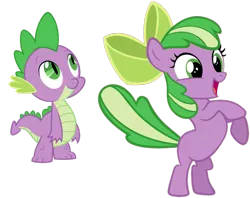 Size: 1005x795 | Tagged: safe, artist:absolutecactus, banned from derpibooru, deleted from derpibooru, derpibooru import, edit, apple bloom, spike, ponified, palette swap, ponified spike, recolor, species swap