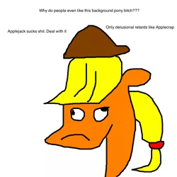 Size: 700x700 | Tagged: safe, banned from derpibooru, deleted from derpibooru, derpibooru import, applejack, 1000 hours in ms paint, duckery in the description, worst pony