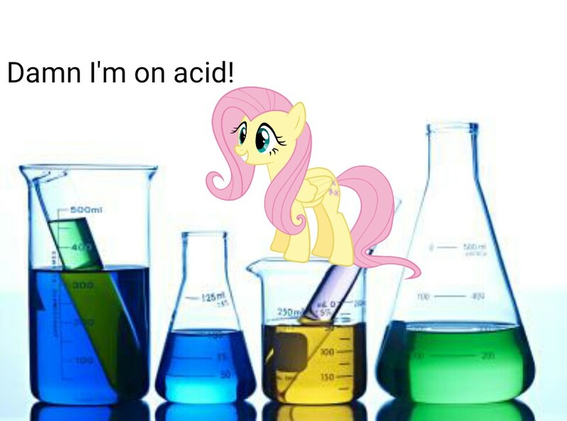 Size: 970x720 | Tagged: safe, banned from derpibooru, deleted from derpibooru, derpibooru import, fluttershy, acid, pun, visual pun