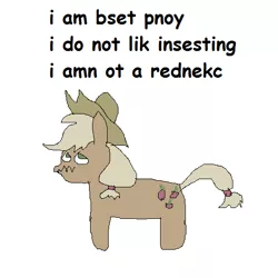 Size: 512x512 | Tagged: safe, artist:dellovan, banned from derpibooru, deleted from derpibooru, derpibooru import, applejack, comic sans, discorded, incest, liar, liarjack, lying, ms paint, pls, stylistic suck