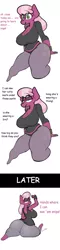 Size: 368x1521 | Tagged: suggestive, artist:bigdad, artist:nom-sympony, artist:scraps, banned from derpibooru, deleted from derpibooru, derpibooru import, edit, edited edit, cheerilee, snips, anthro, ass, big breasts, breasts, busty cheerilee, butt, cleavage, clothes, comic, dialogue, edit of an edit of an edit, female, females only, frown, implied masturbation, implied snips, large butt, offscreen character, panties, pants, see-through, solo, solo female, the ass was fat, thong, underwear, yoga, yoga pants