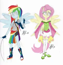 Size: 2131x2185 | Tagged: safe, artist:flight-of-the-moon, banned from derpibooru, deleted from derpibooru, derpibooru import, fluttershy, rainbow dash, equestria girls, high heels, magical girl, ponied up, shoes