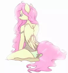 Size: 861x928 | Tagged: suggestive, artist:imarieu, banned from derpibooru, deleted from derpibooru, derpibooru import, fluttershy, anthro, butterfly print underwear, clothes, cute, cutie mark underwear, green underwear, panties, simple background, solo, tanktop, underwear, white background