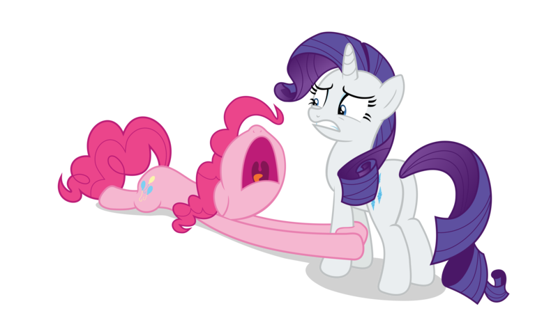 Size: 8533x4800 | Tagged: safe, artist:chebut, banned from derpibooru, deleted from derpibooru, derpibooru import, pinkie pie, rarity, the gift of the maud pie, absurd resolution, butt, open mouth, plot, shadow, simple background, transparent background, vector