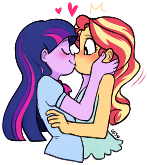 Size: 297x334 | Tagged: safe, artist:cuteosphere, banned from derpibooru, deleted from derpibooru, derpibooru import, sunset shimmer, twilight sparkle, equestria girls, blushing, cute, female, heart, kissing, lesbian, shipping, shocked, smiling, sunsetsparkle